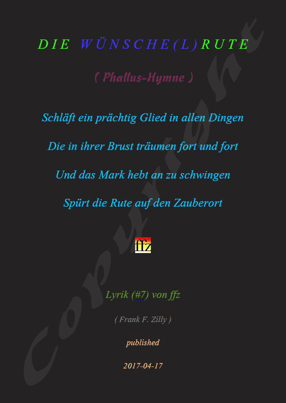 Texttafel  "Phallus-Hymne"  von Knstler Frank Friedrich Zilly